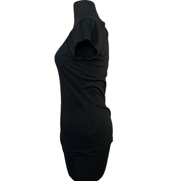 Olivia Moon Size Medium Embroidered Floral Black T-Shirt    Made In USA - Picture 7 of 8